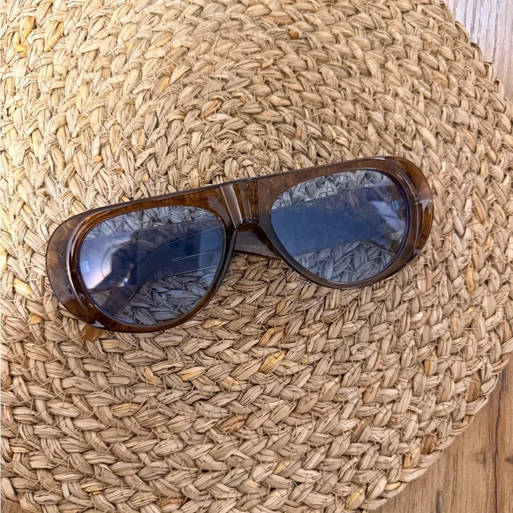 Translucent Brown Sunglasses with Blue Lenses! Excellent condition!